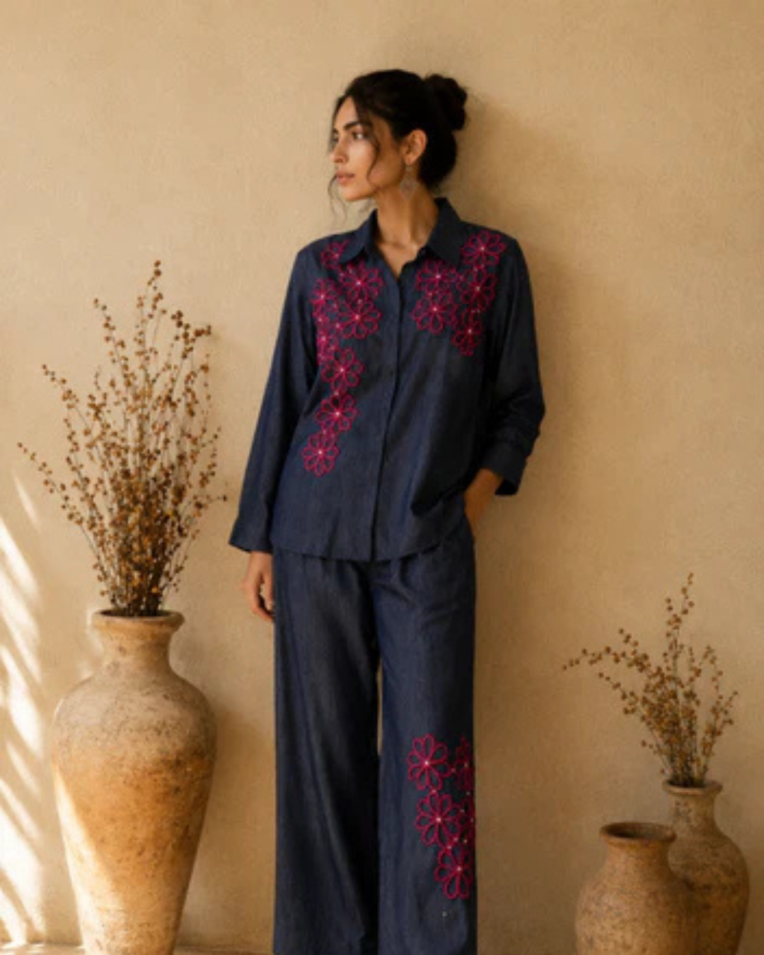 Midnight Bloom Denim Co-Ord Set