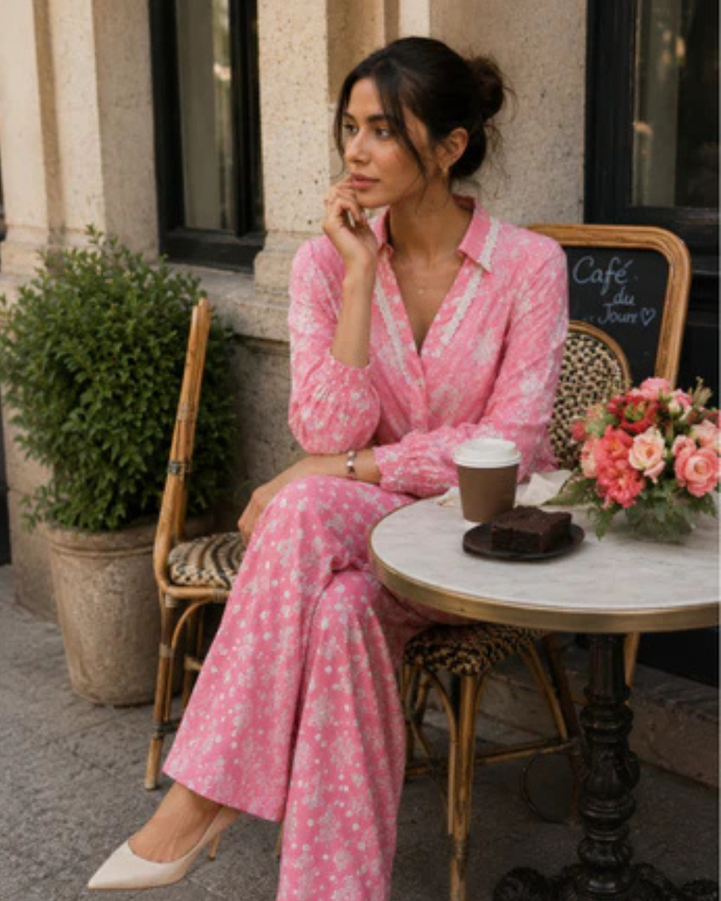 Pink Blossom Cotton Co-Ord Set