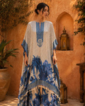 Azure Bloom Muslin Kaftan Set